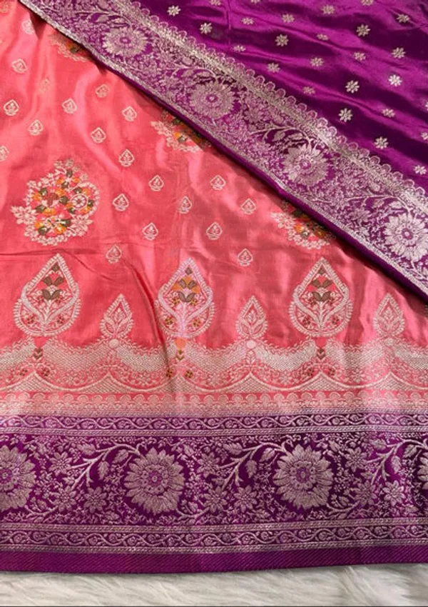Coral_Pink_Satin_Banarasi_Saree