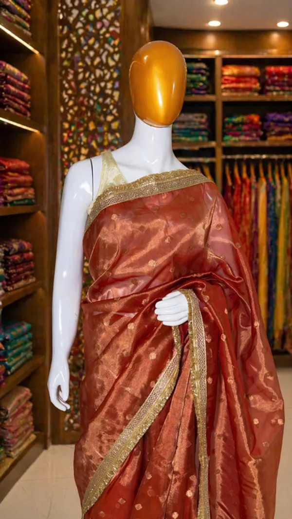 Rust_Tissue_Banarasi_Saree