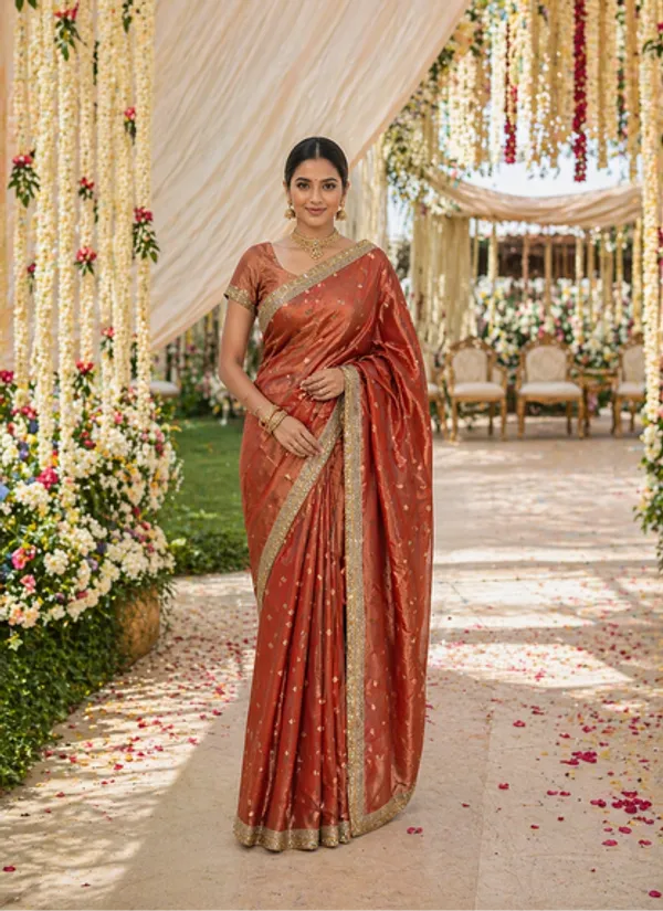 Rust_Tissue_Banarasi_Saree