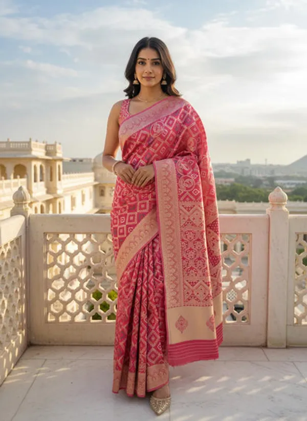 Pink_Satin_Banarasi_Saree
