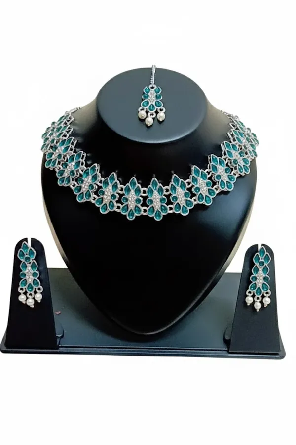 Green_Stone_Necklace_Earrings_And_Maang_Tikka_Set_for_Women