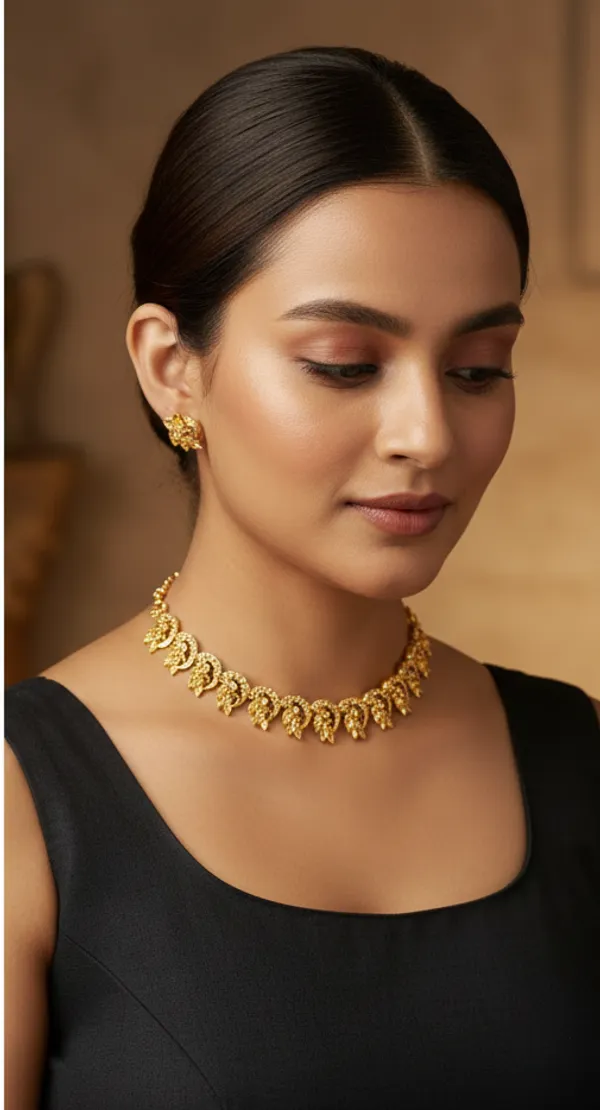 Gold_Tone_Floral_Choker_Necklace_Set_for_Women
