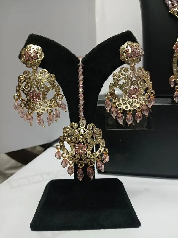 Gold_Tone_Beaded_Necklace_And_Earring_Set_for_Women