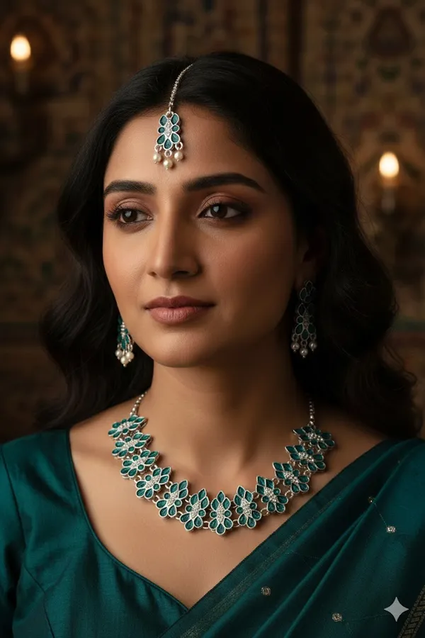 Green_Stone_Necklace_Earrings_And_Maang_Tikka_Set_for_Women