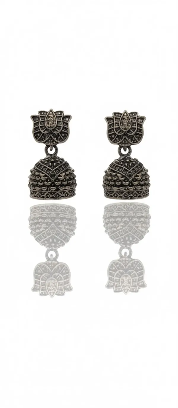 Silver_Oxidized_Lotus_Jhumka_Earrings_for_Women