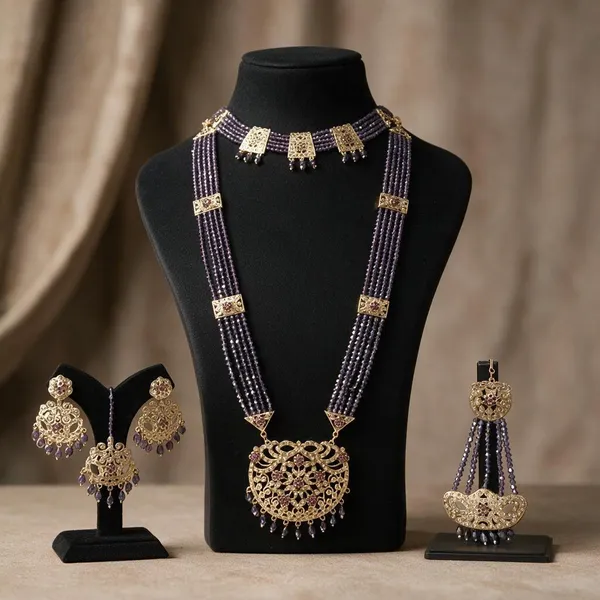 Black_Beaded_Statement_Necklace_Set_for_Women