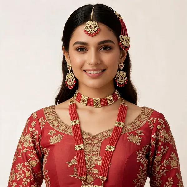 Gold_Tone_Red_Beaded_Bridal_Jewellery_Set_for_Women