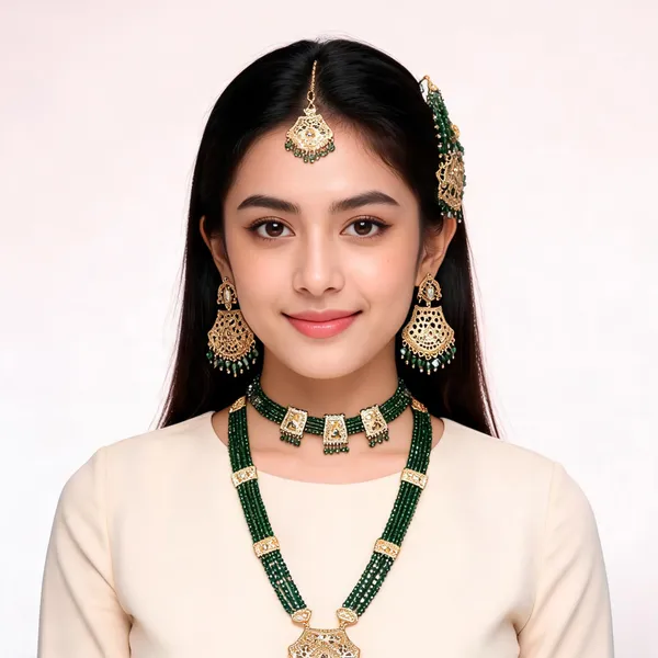 Green_Beaded_Gold_Tone_Necklace_Set_for_Women
