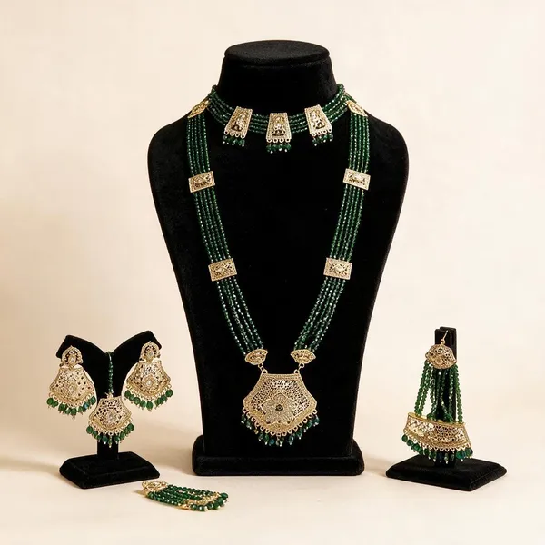 Green_Beaded_Gold_Tone_Necklace_Set_for_Women