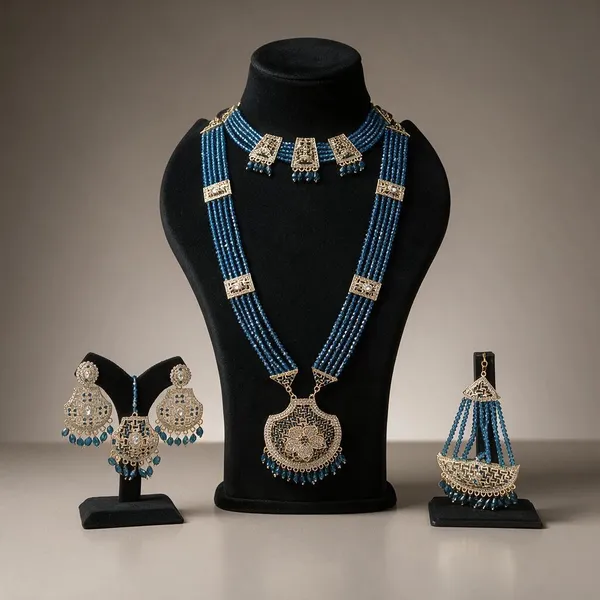 Blue_Beaded_Statement_Necklace_And_Earring_Set_For_Women