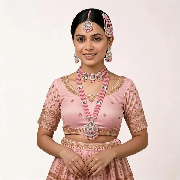 Pink_Bridal_Necklace_And_Earring_Jewellery_Set_for_Women