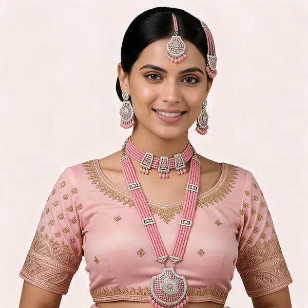 Pink_Bridal_Necklace_And_Earring_Jewellery_Set_for_Women