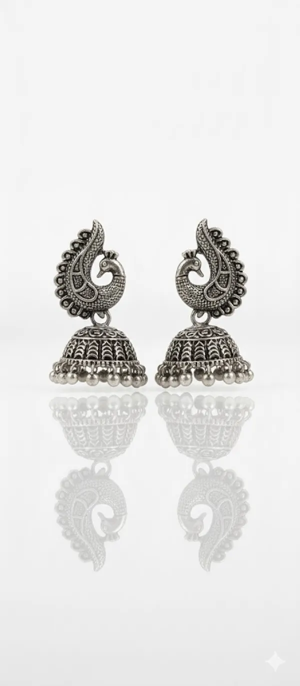 Silver_Oxidised_Peacock_Jhumka_Earrings_for_Women