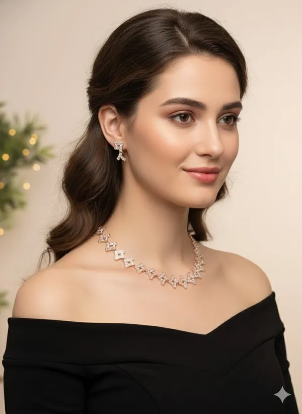 Silver_Tone_Crystal_Necklace_And_Earrings_Set_for_Women