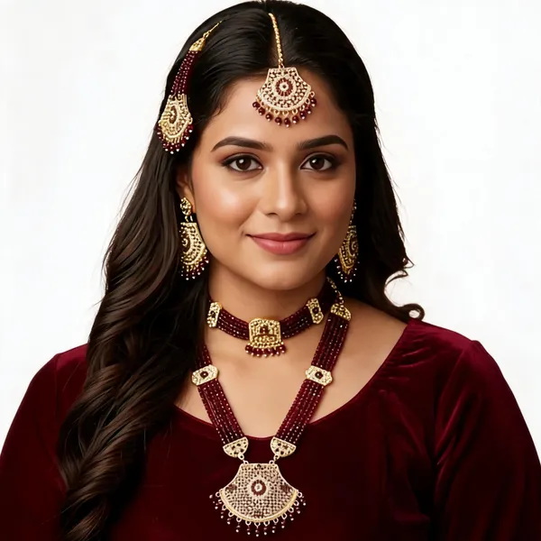 Maroon_Beaded_Kundan_Bridal_Jewellery_Set_for_Women