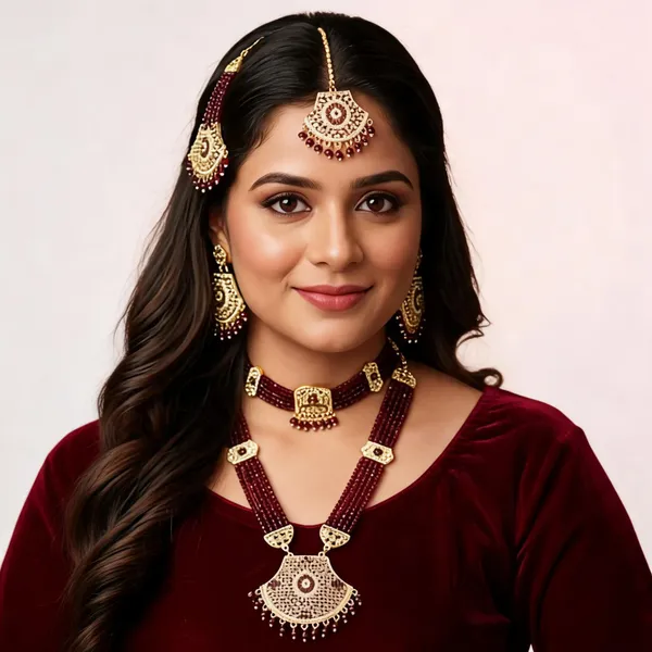 Maroon_Beaded_Kundan_Bridal_Jewellery_Set_for_Women