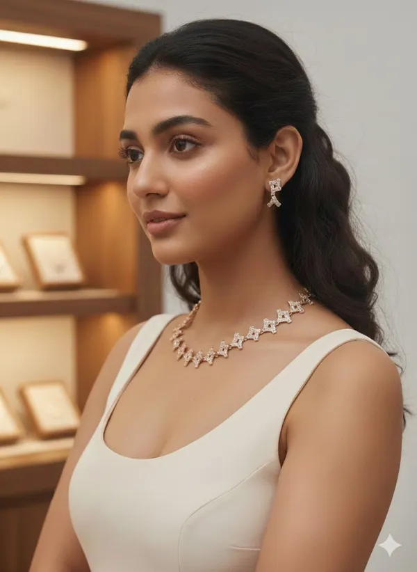 Silver_Tone_Crystal_Necklace_And_Earrings_Set_for_Women