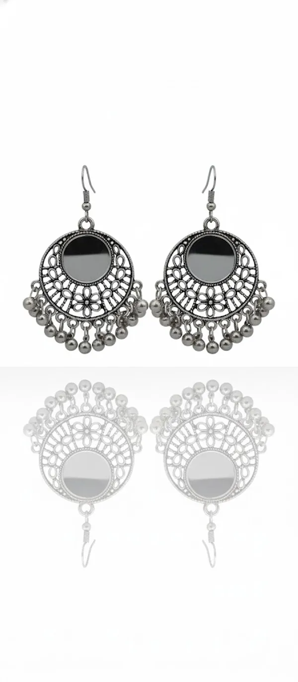 Silver-Tone_Oxidised_Floral_Mirror_Earrings_for_Women