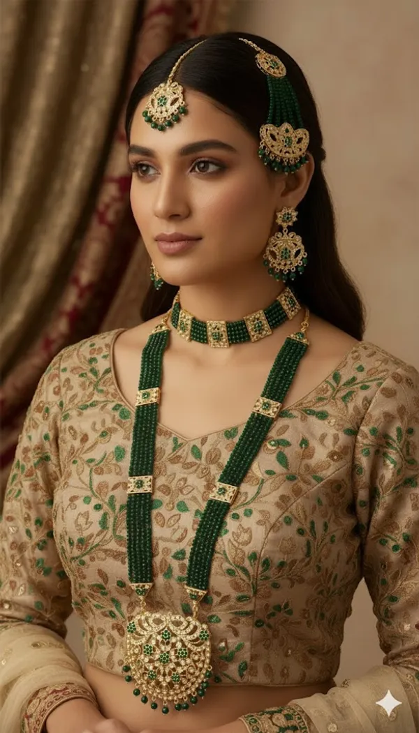 Gold_Tone_Green_Beaded_Bridal_Jewellery_Set_for_Women
