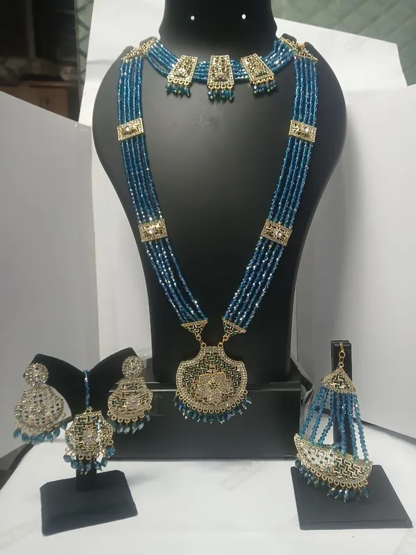 Blue_Beaded_Statement_Necklace_And_Earring_Set_For_Women