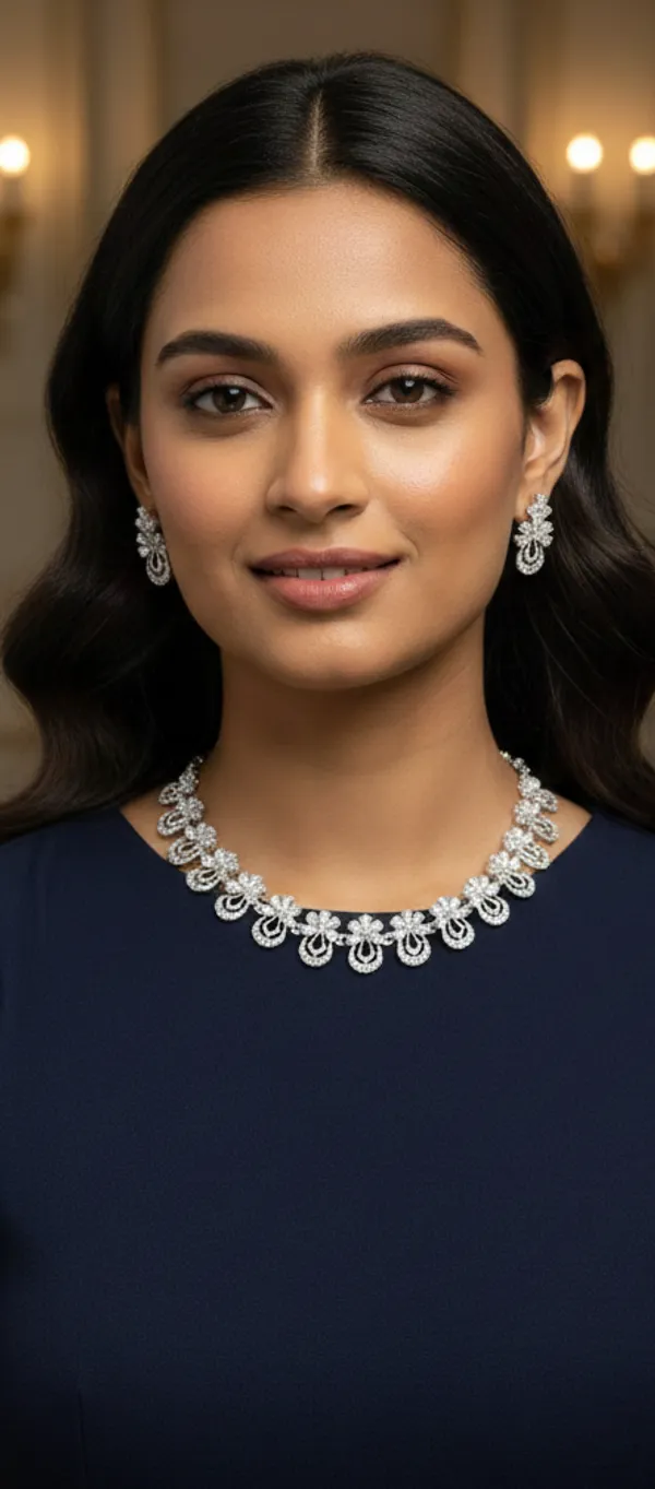 Silver_Tone_Floral_Necklace_Set_for_Women