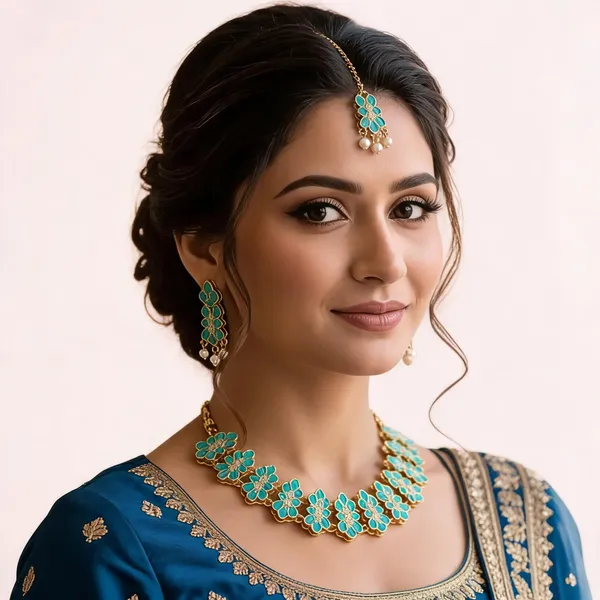 Turquoise_Gold_Tone_Floral_Jewellery_Set_For_Women