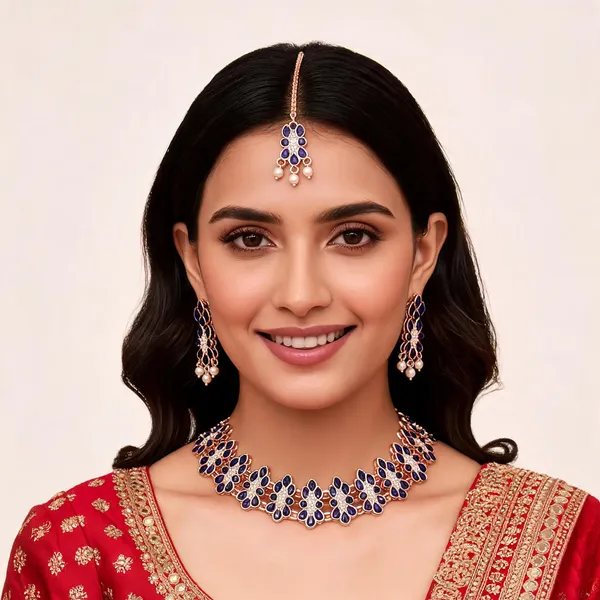 Blue_Stone_Gold_Tone_Jewellery_Set_With_Maang_Tikka