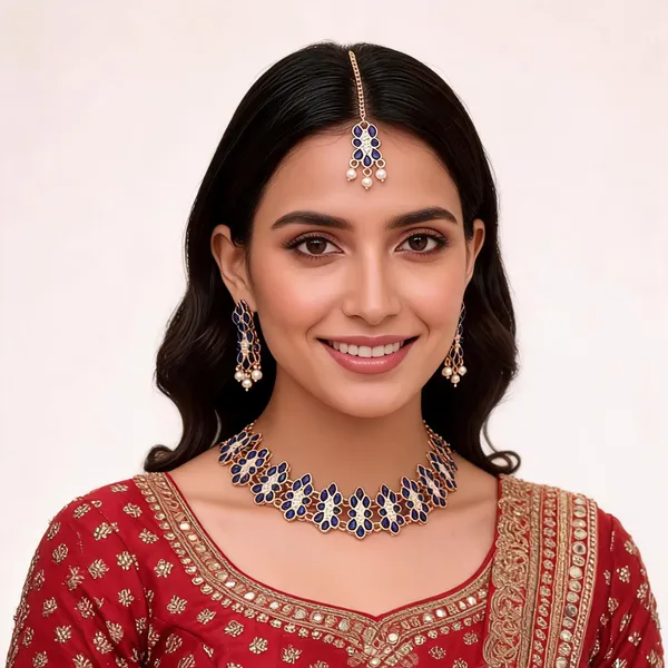 Blue_Stone_Gold_Tone_Jewellery_Set_With_Maang_Tikka