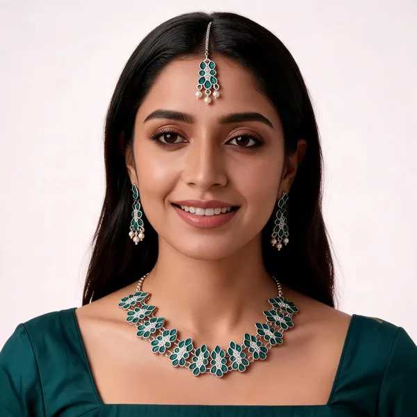 Green_Stone_Necklace_Earrings_And_Maang_Tikka_Set_for_Women