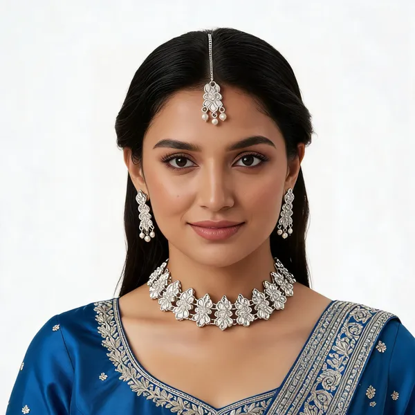 Silver_Tone_Bridal_Jewellery_Set_for_Women