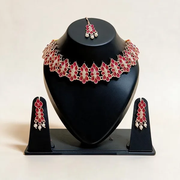 Red_Floral_Bridal_Necklace_Set_For_Women