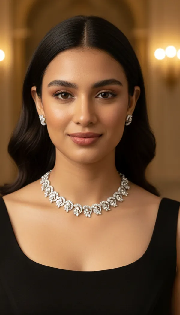 Silver_Tone_Statement_Necklace_Set_For_Women