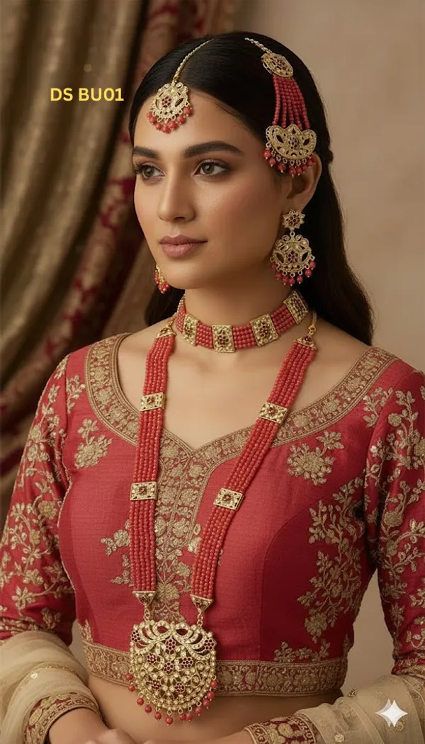 Gold_Tone_Red_Beaded_Bridal_Jewellery_Set_for_Women