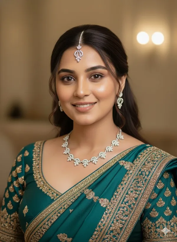 Teal_Embroidered_Traditional_Saree_For_Women