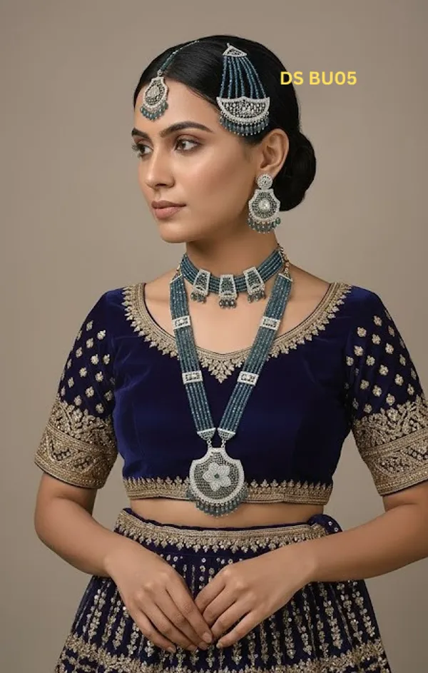 Blue_Beaded_Statement_Necklace_And_Earring_Set_For_Women