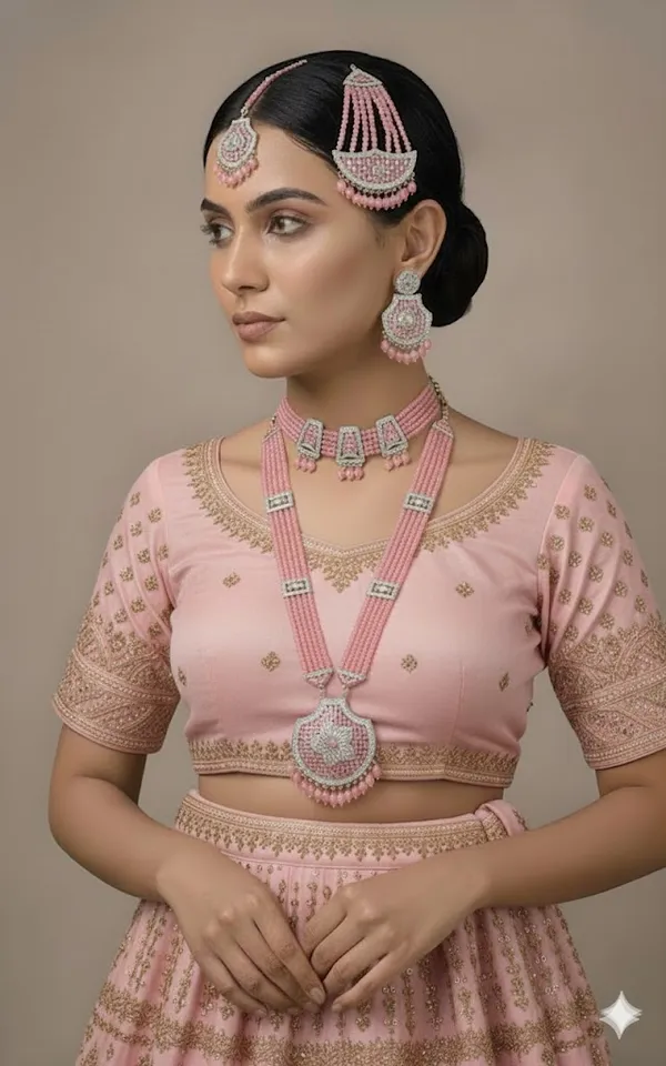 Pink_Bridal_Necklace_And_Earring_Jewellery_Set_for_Women
