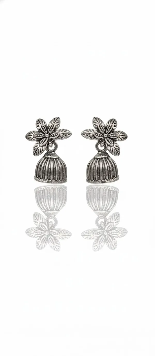 Silver-Tone_Oxidized_Floral_Jhumka_Earrings_for_Women