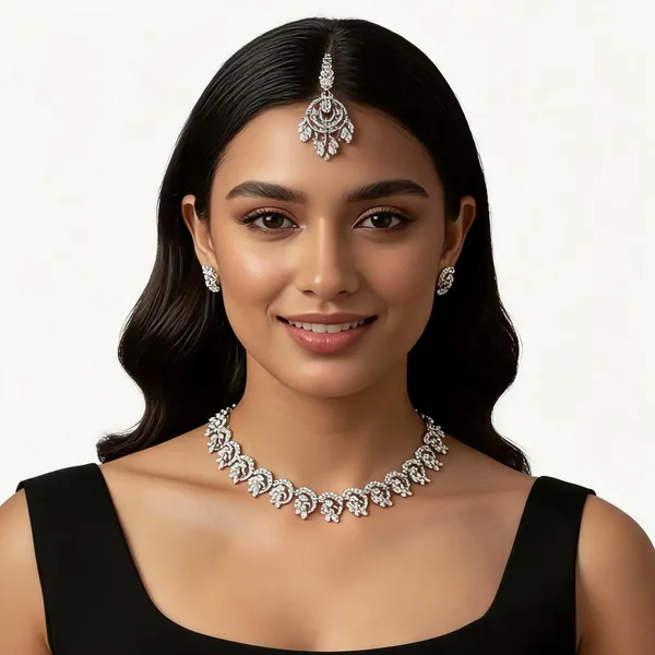 Silver_Tone_Statement_Necklace_Set_For_Women