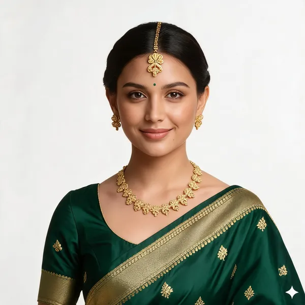 Gold_Tone_Floral_Necklace_And_Earrings_Set_for_Women