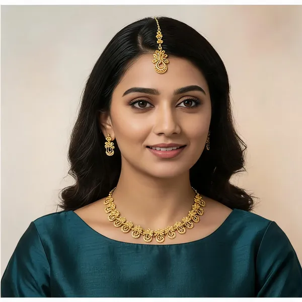 Gold_Tone_Traditional_Necklace_And_Earrings_Set_For_Women