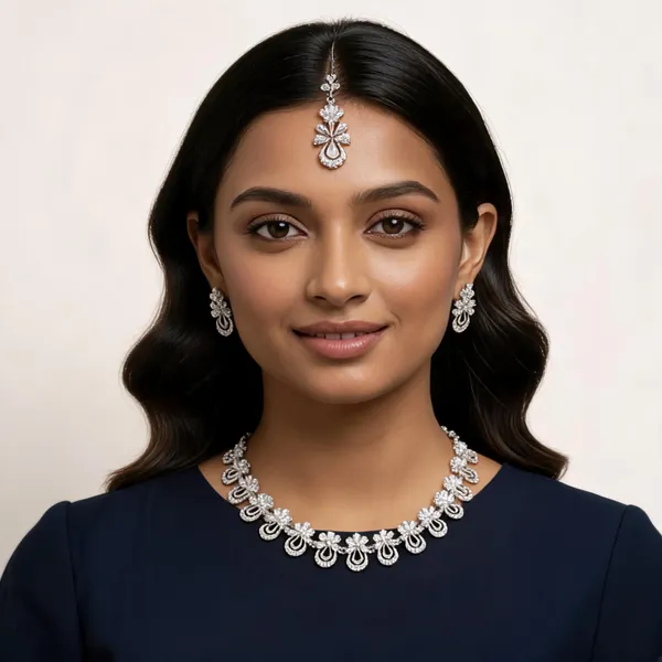 Silver_Tone_Floral_Necklace_Set_for_Women