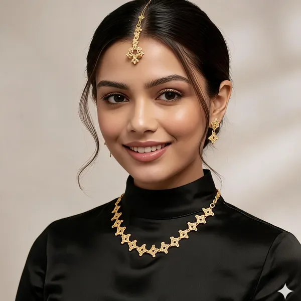 Gold-Tone_Floral_Necklace_Set_for_Women