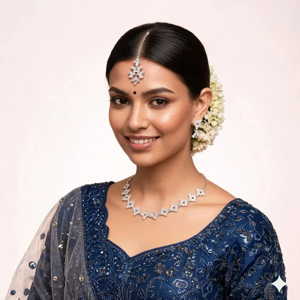 Silver-Tone_Floral_Necklace_Set_for_Women