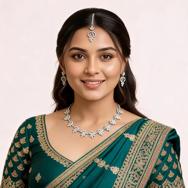 Teal_Embroidered_Traditional_Saree_For_Women