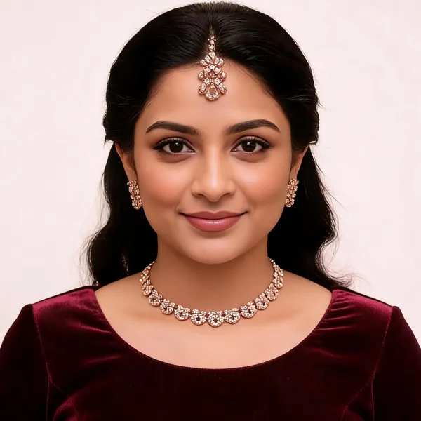 Gold_Tone_Floral_Necklace_And_Earrings_Set_For_Women