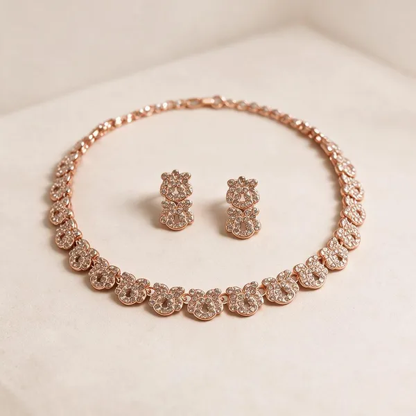 Gold_Tone_Floral_Necklace_And_Earrings_Set_For_Women