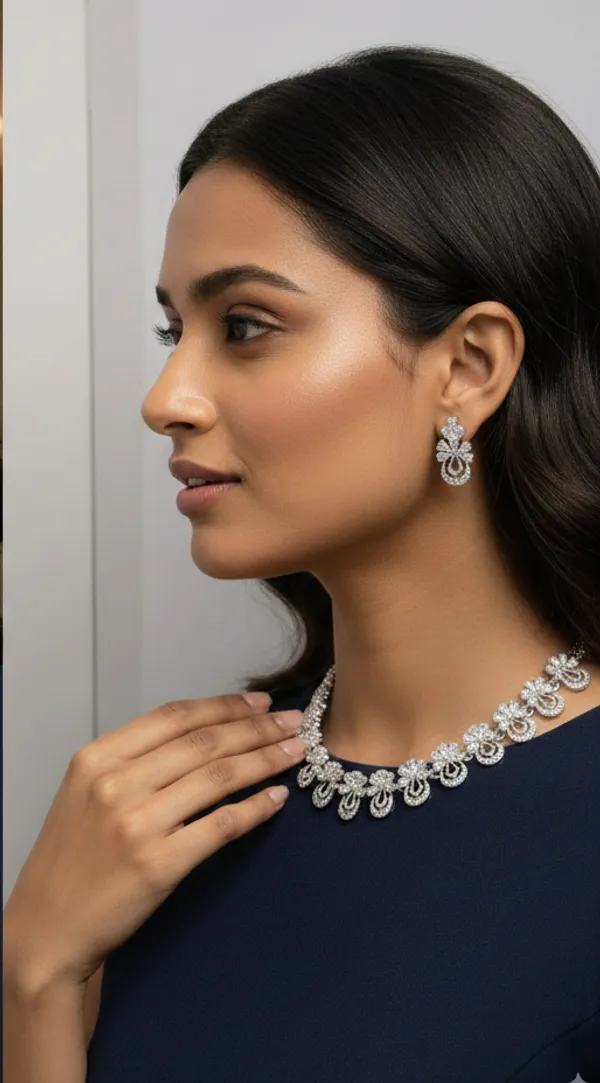 Silver_Tone_Floral_Necklace_Set_for_Women