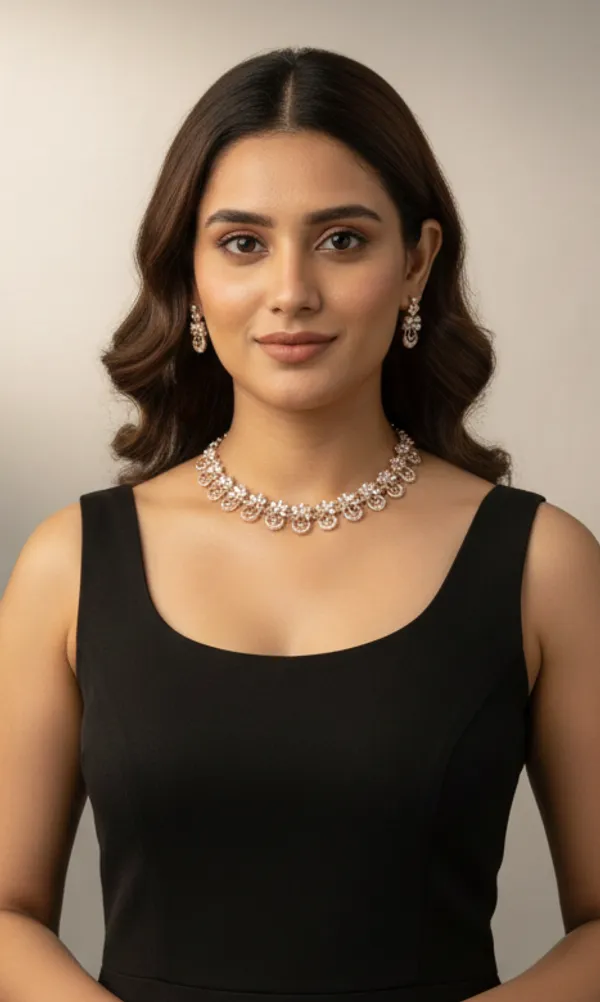 Gold_Tone_Floral_Necklace_And_Earrings_Set_for_Women