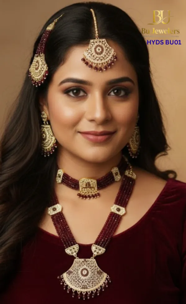 Maroon_Beaded_Kundan_Bridal_Jewellery_Set_for_Women