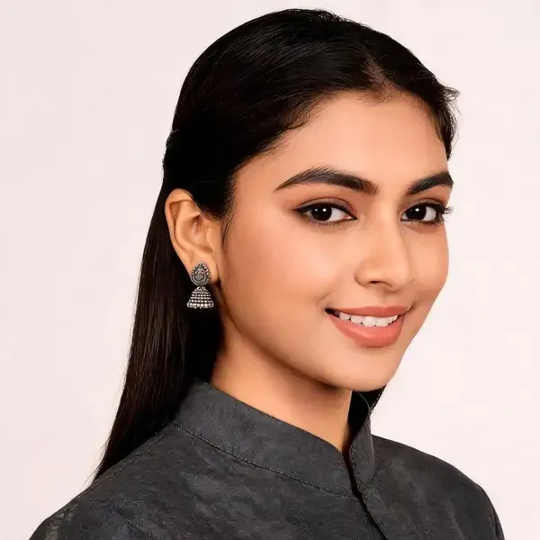 Silver_Oxidised_Jhumka_Earrings_for_Women_-_Pack_of_2